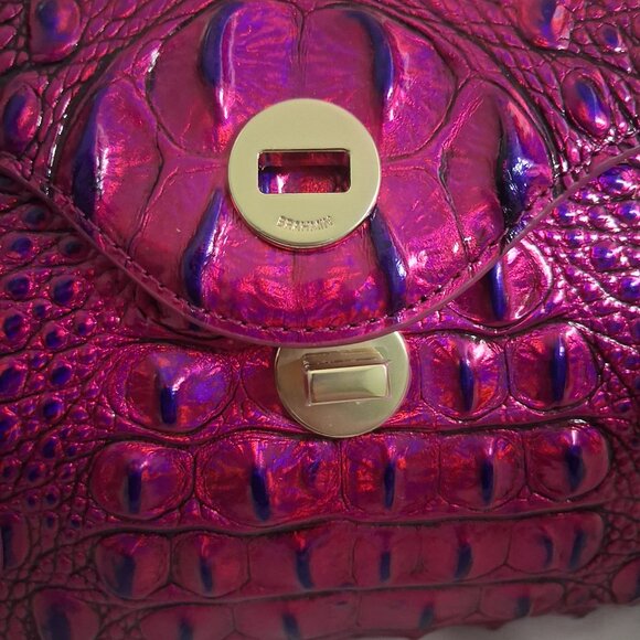 Brahmin Melbourne Collection Dayan Voltage Violet East-West Satchel Bag - Picture 8 of 11